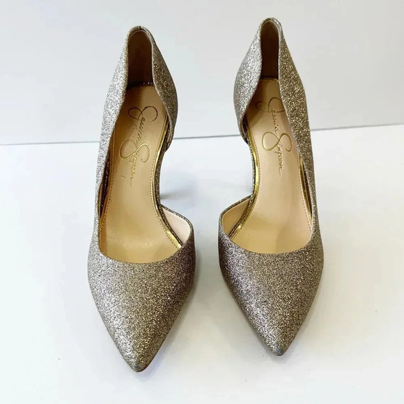 JESSICA SIMPSON Sparkly D'Orsay Party Heels Size 7.5 - Picture 1 of 9